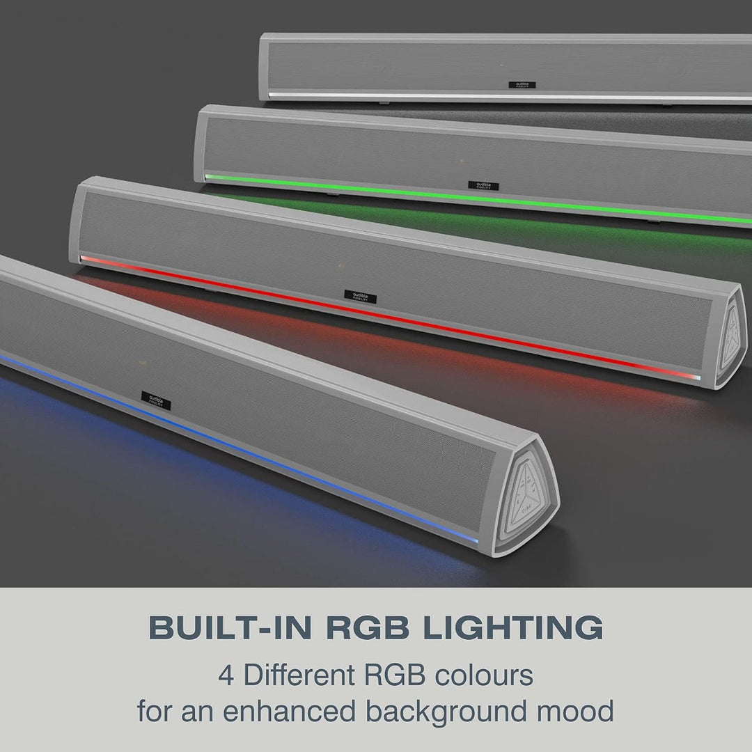 Audible Fidelity Soundbar für TV-Geräte mit Bluetooth, Lautsprecher für TV, PC, Gaming mit RGB-LED-D