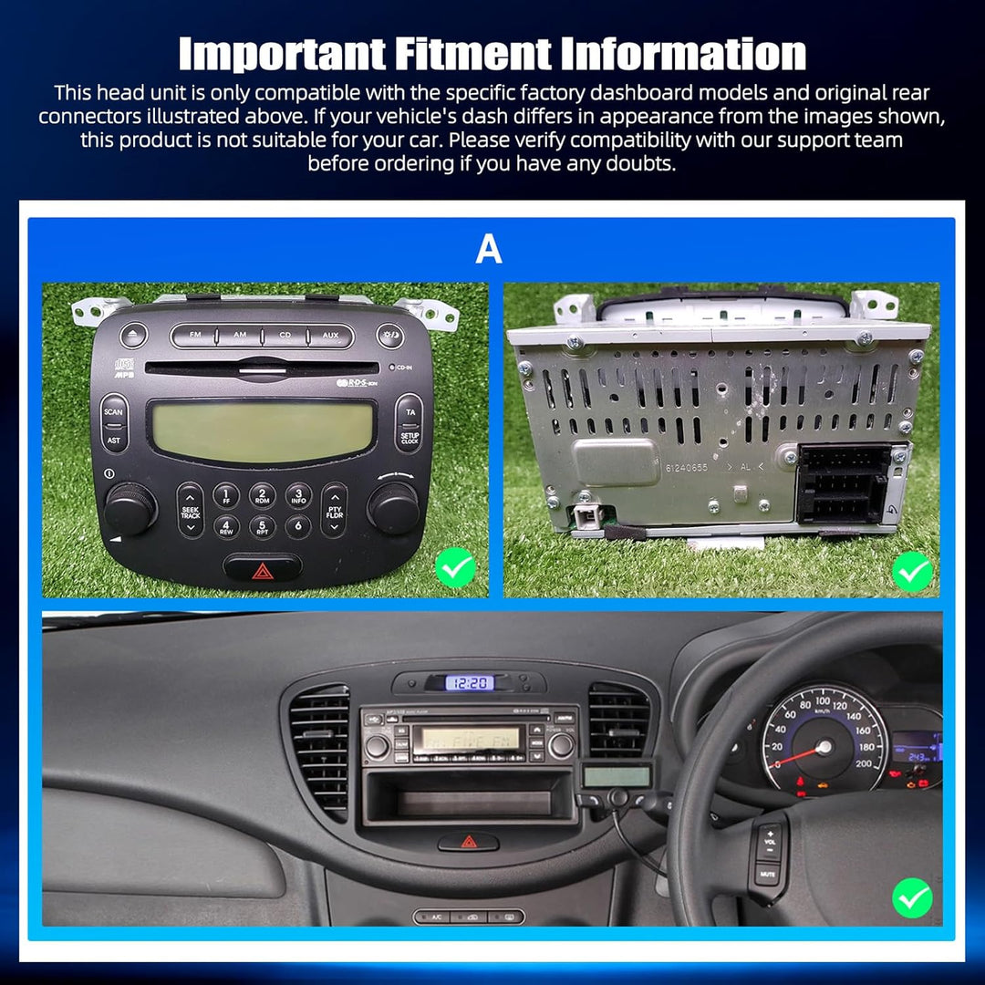 CAMECHO Qualcomm 8 Core 4G+64G Android 15 Autoradio für Hyundai I10 2007-2013 mit Navi Carplay Andro