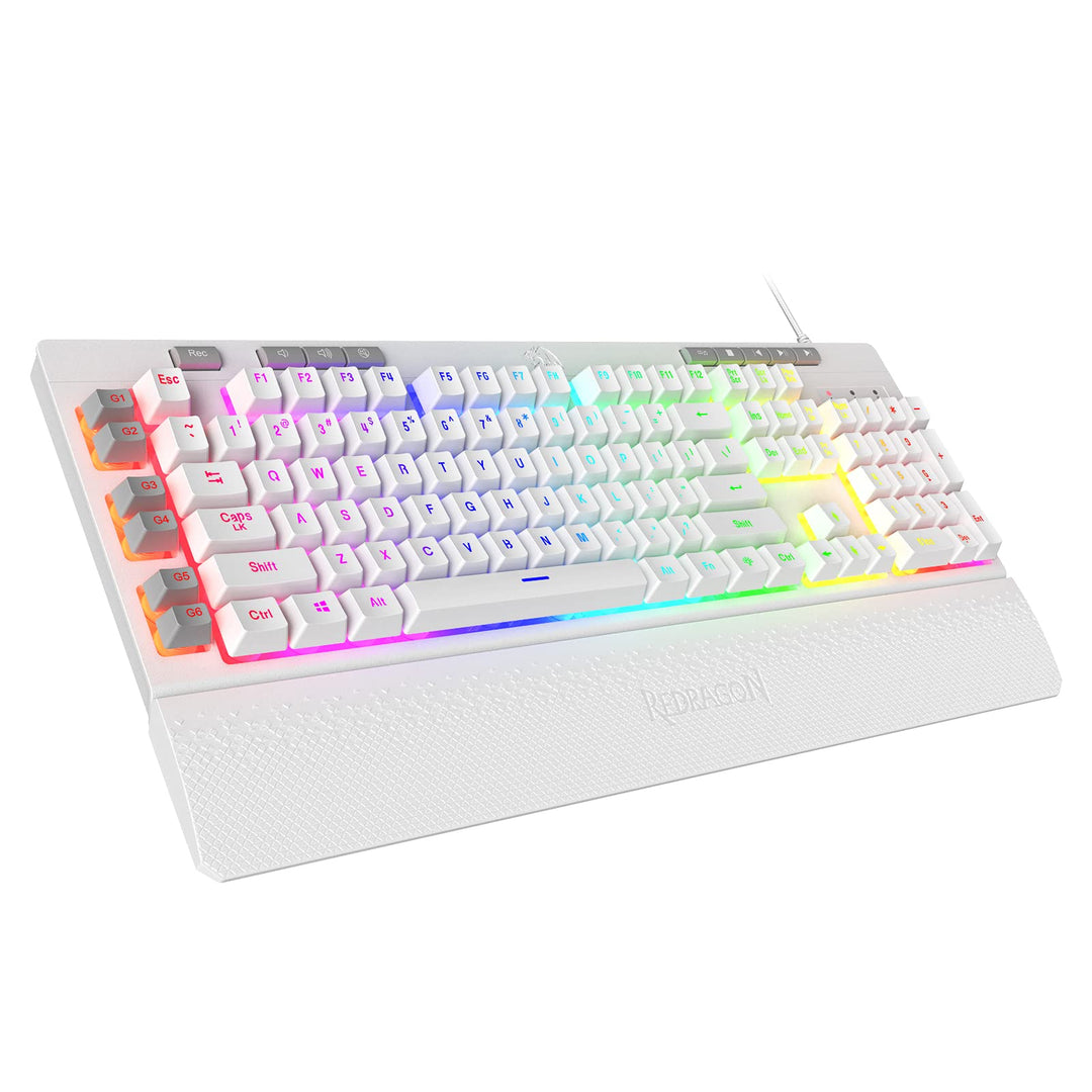 Redragon K512 Shiva US-Layout weisse Membran-Gaming-Tastatur, RGB-Beleuchtung, Programmierbare G-Tas