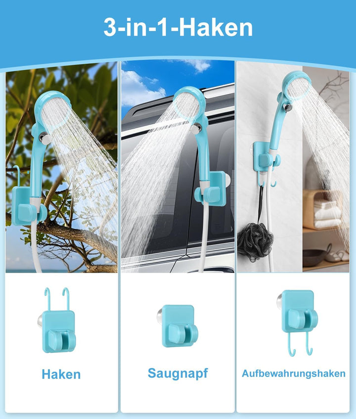 WADEO Tragbare Campingdusche Akku mit Pumpe, Camping Dusche mit wiederaufladbarem Akku [6000-8000mAh