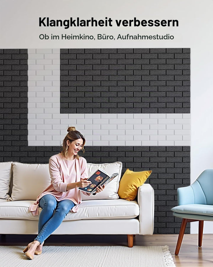 Soundsbay Akustikplatten selbstklebend 18 Stück, Schalldämmung Schallschutz Wand hoher Dichte Ziegel