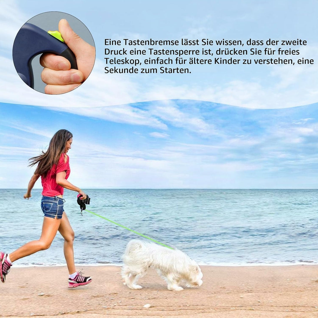 Hundeleine Doppelleine für 2 Hunde mit LED-Licht, einziehbare Leine mit komfortablem Griff, Rolllein