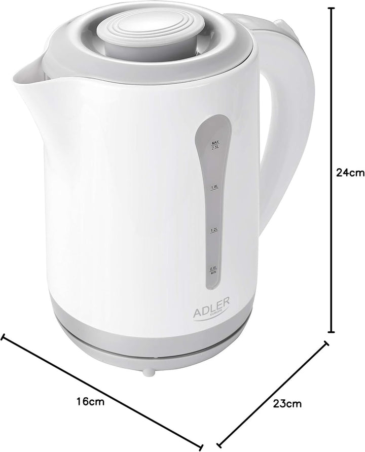 Adler AD 1244 Wasserkocher 2,5 L, Weiss/Grau
