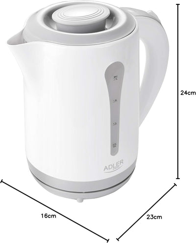 Adler AD 1244 Wasserkocher 2,5 L, Weiss/Grau