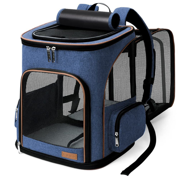 Lekesky Gross Katzenrucksack Hunderucksack für Katzen und Hunde bis 8-10kg, Erweiterbar Faltbare Hau
