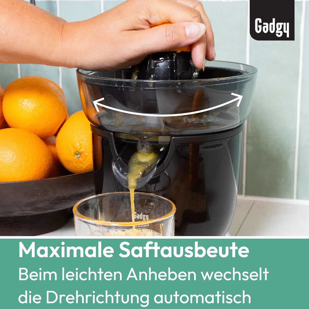Gadgy Elektrische Saftpresse – Zitruspresse mit Anti-Tropf-Funktion, Zylindrisches Design, Anti-Stau