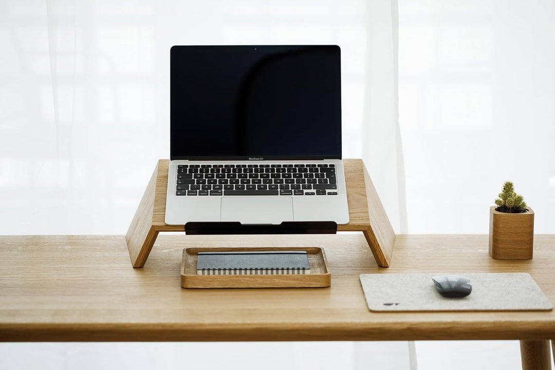 Oakywood - Laptop Ständer Holz - Notebook Stand - für Laptops 13-14", Hand Made, mit Metall Halterun