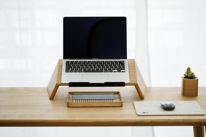 Oakywood - Laptop Ständer Holz - Notebook Stand - für Laptops 13-14", Hand Made, mit Metall Halterun