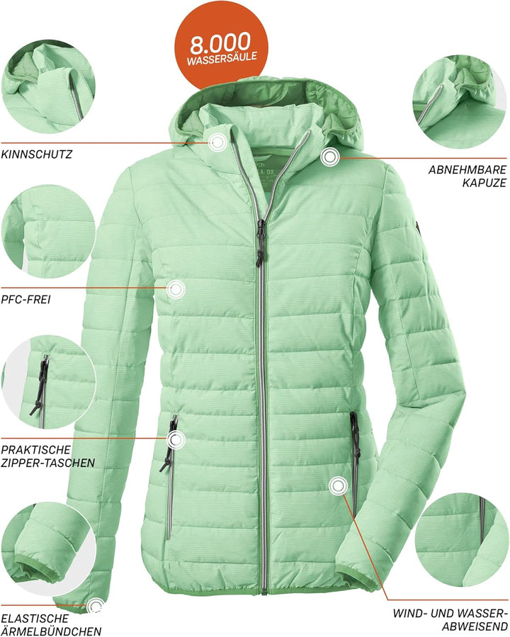 G.I.G.A. DX Damen Uyaka Stripe Casual Funktionsjacke In Daunenoptik Mit Abzippbarer Kapuze 40 strahl