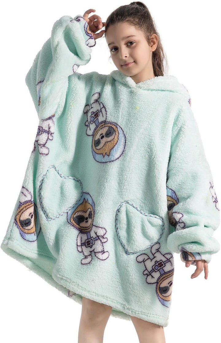 Ruiuzioong Kinder Übergrosse Kapuzenpullover,Super Weich Warmes Bequeme Tragbare Decken Sweatshirt f