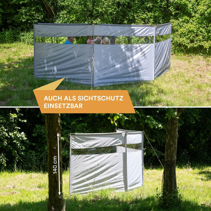 Skandika Windschutz Bora 4,5 m / 6 m | Camping Sichtschutz mit Stangen, stabil, sturmfest, ohne Bohr