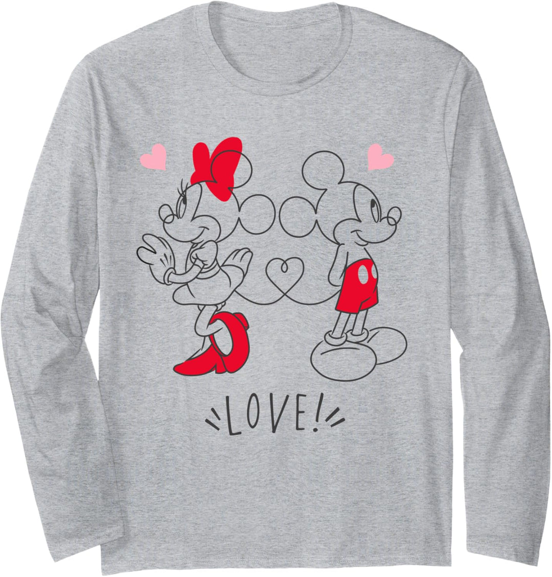 Disney Mickey and Minnie Love Hearts Langarmshirt