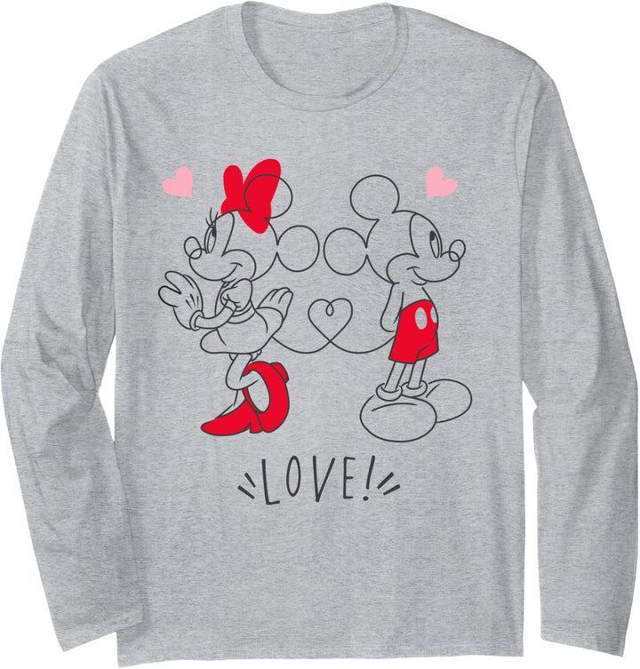 Disney Mickey and Minnie Love Hearts Langarmshirt