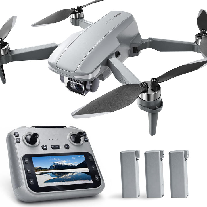 GPS Drohne mit Kamera 4K (EIS), 4,5 Zoll Bildschirm, bürstenloser Motor, 3 Akkus (90 min), Auto-Rück