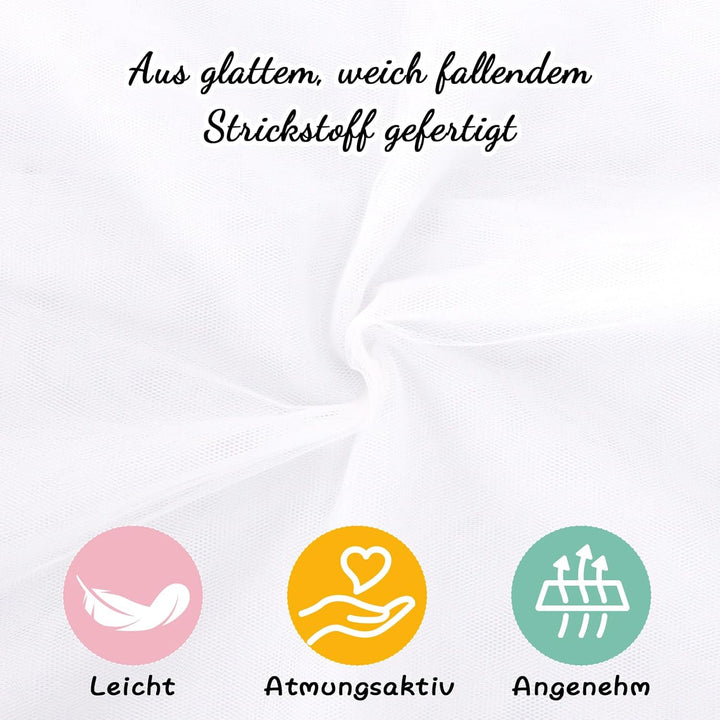 2 Stück Hausbett Himmel für Kinderbett, 160x350cm mit Farbiger Pompon-Girlande & Befestigungsbändern