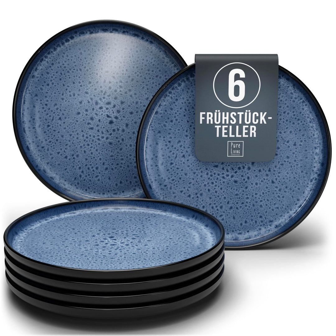 Steingut Frühstücksteller 6 Pers. Ibiza Hochwertiges Mediterranes TEST SEHR GUT Dessertteller Set -