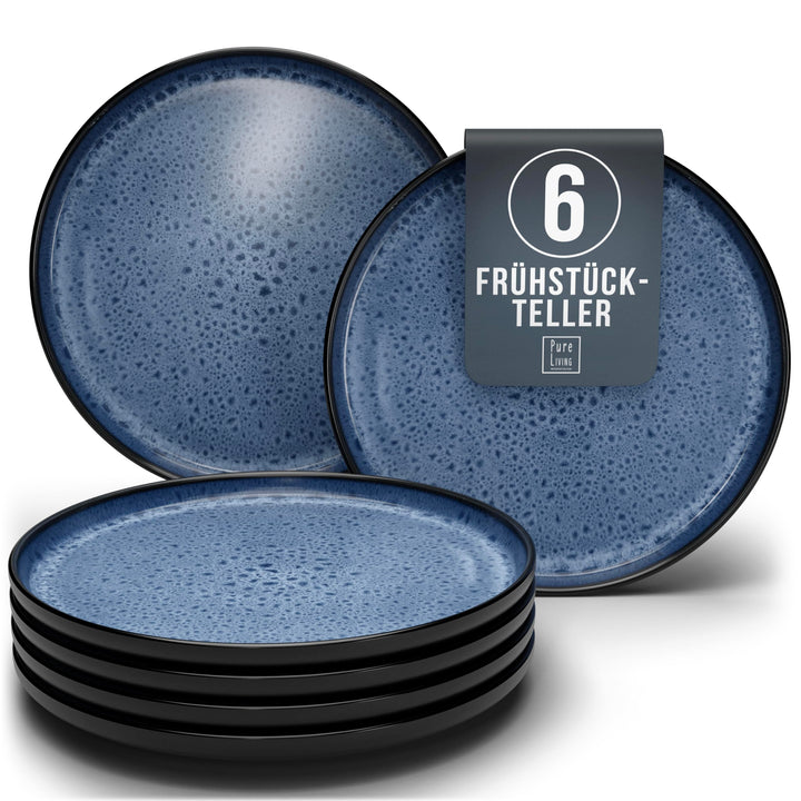 Steingut Frühstücksteller 6 Pers. Ibiza Hochwertiges Mediterranes TEST SEHR GUT Dessertteller Set -