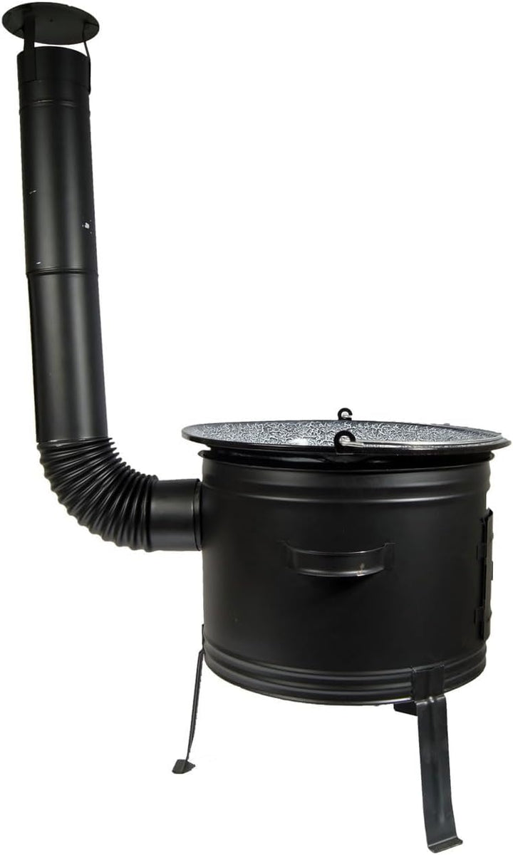 Set Holzofen + Topf 22 L Emaille + GRATIS Schöpfkelle Ungarische Gulaschkanone Kochtopf Suppentopf