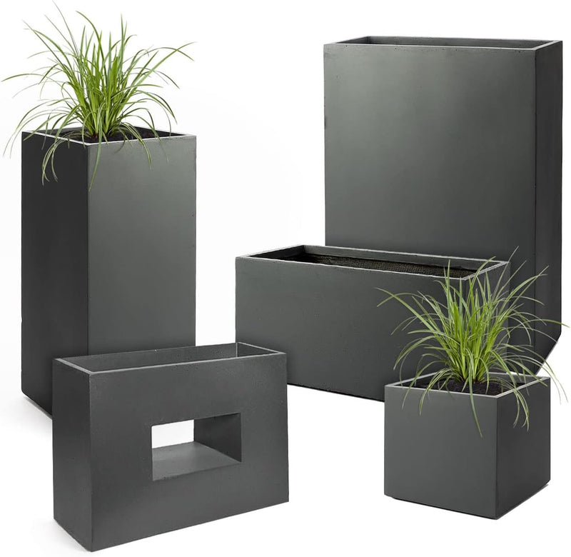 Pflanzwerk® Pflanzkübel Fiberglas TUB Anthrazit 17x50x17cm *Frostbeständig* *UV-Schutz* *Qualitätswa