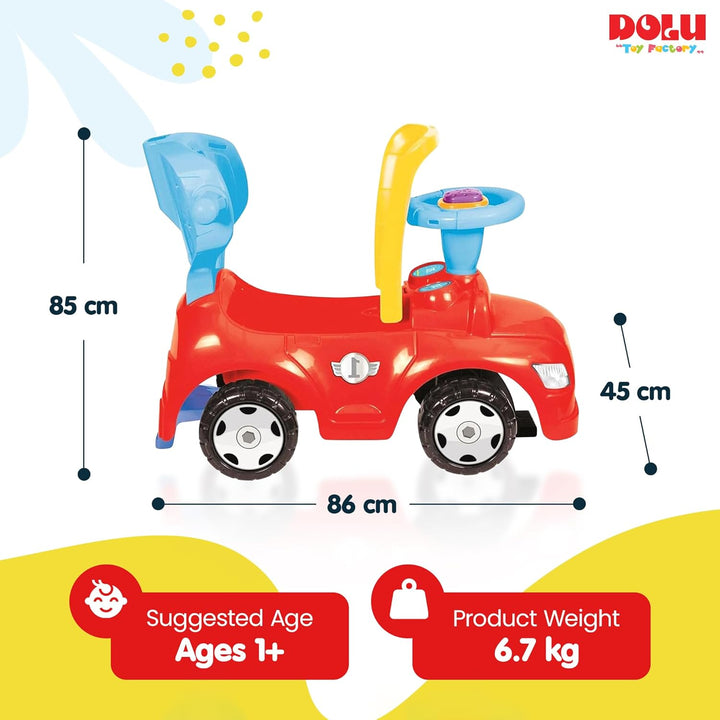 Dolu 4-in-1-Aufsitzfahrzeug für Kinder, Kinder-Trittauto, Lauf- und Fahrfahrzeug für Kinder mit Hupe