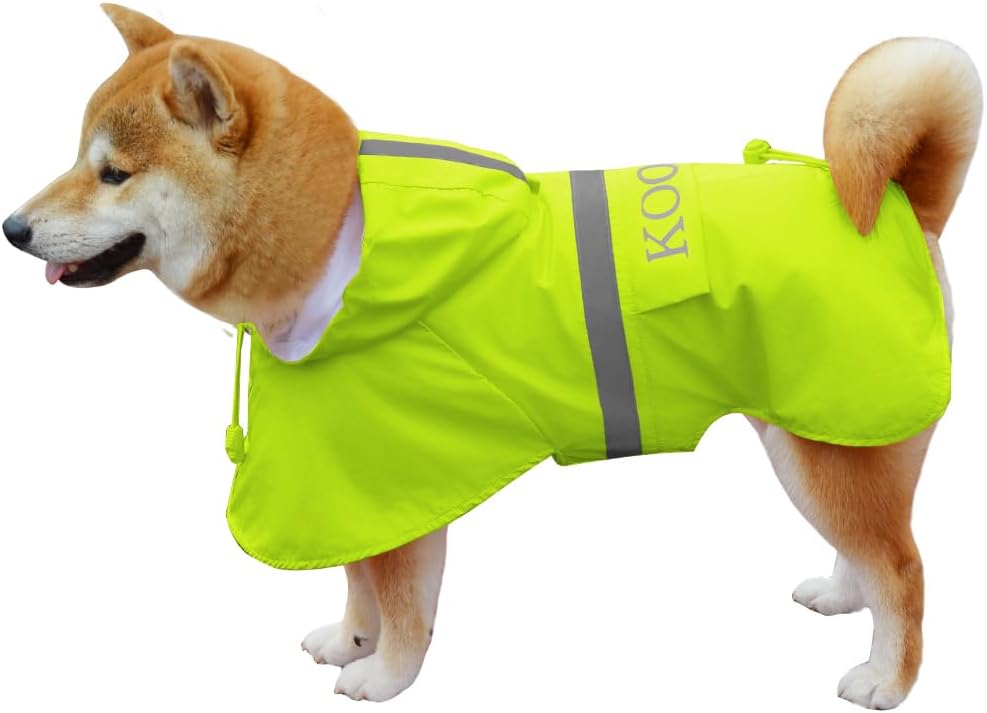 KOOGAL Grosse Hunde Regenjacken Mit Kapuze,Hunde Regenmantel,Mit Reflektierenden Sicherheitsstreifen