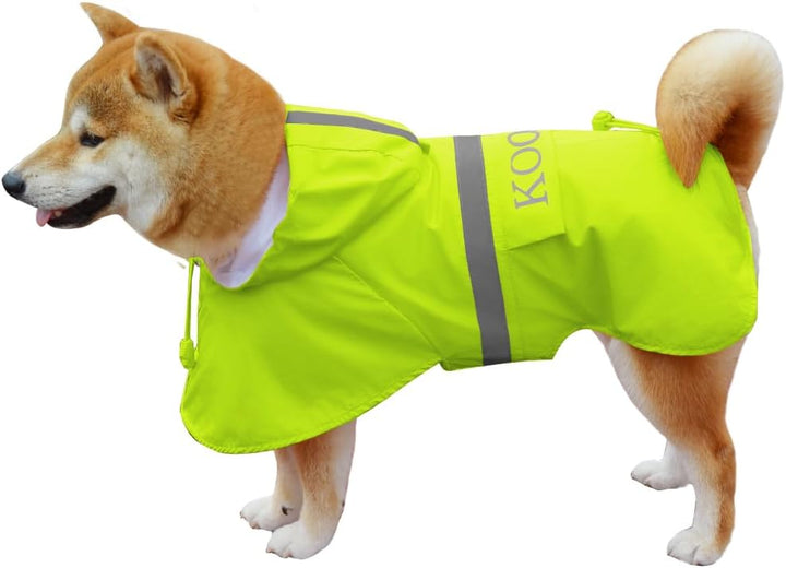 KOOGAL Grosse Hunde Regenjacken Mit Kapuze,Hunde Regenmantel,Mit Reflektierenden Sicherheitsstreifen