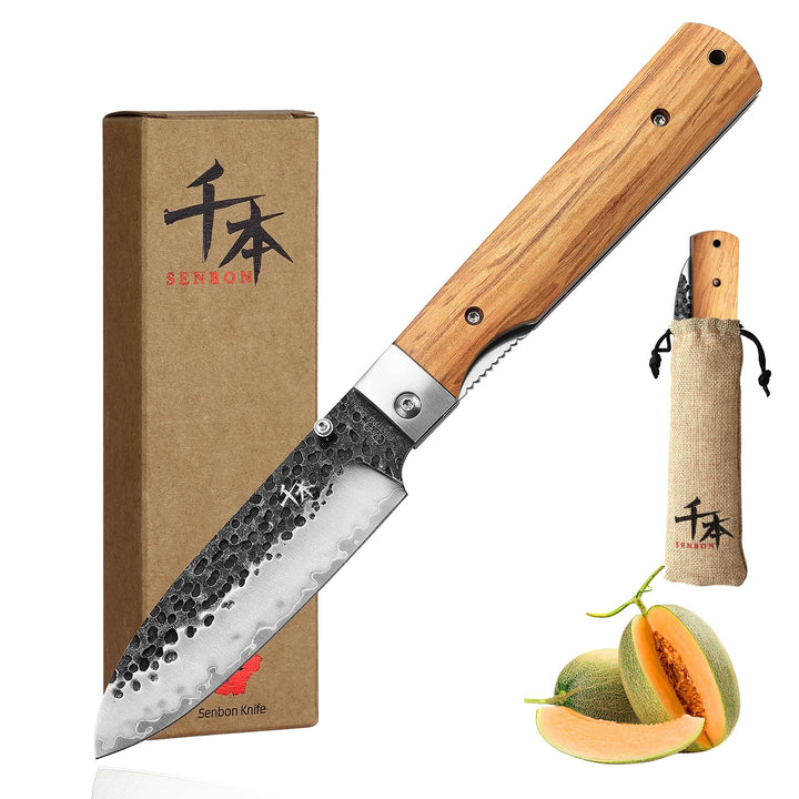 SENBON 440 Geschmiedeter Edelstahl Camping Chef Klinge Scharfe japanisches stil Faltende Tragbare Re