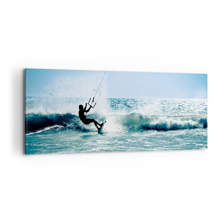 Panorama Bilder auf Leinwand 100x40cm Leinwandbild Drachen-Surfen Wasser Ozean Gross Wanddeko Bild S