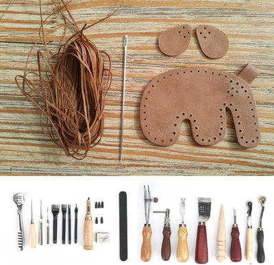 Fydun Leder Nähwerkzeuge 19pcs Leder Werkzeug Set DIY Leder Handwerk Stitching Carving für Teppiche