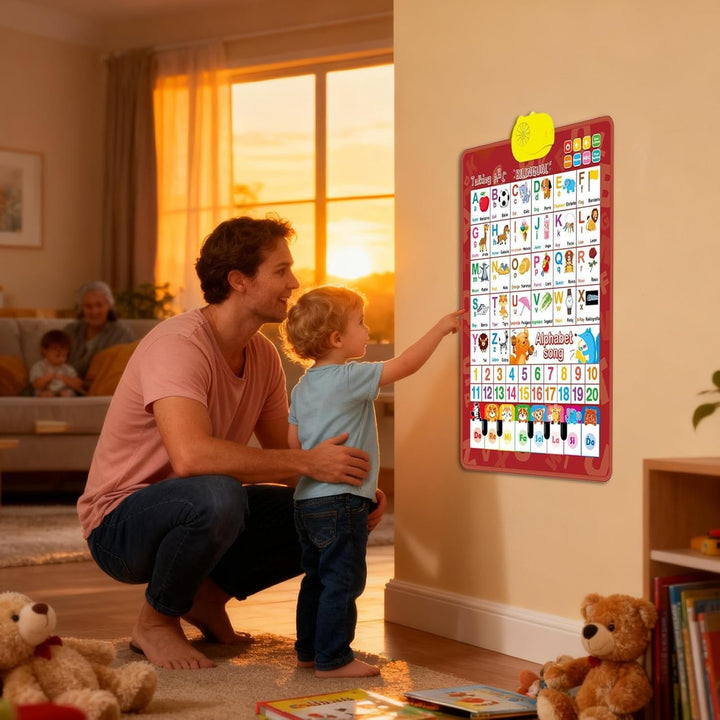 Zweisprachige Sprechende Wandtafel für Kinder | Sprechende Englisch & Spanisch Lernposters | Alphabe
