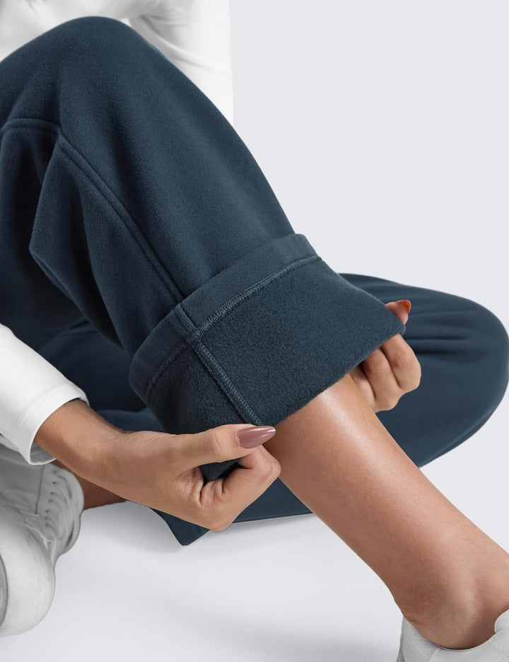 CRZ YOGA Damen Jogginghose Gefütterte Baumwolle Hohe Taille Joggers Soft Freizeithose Winter Lounge