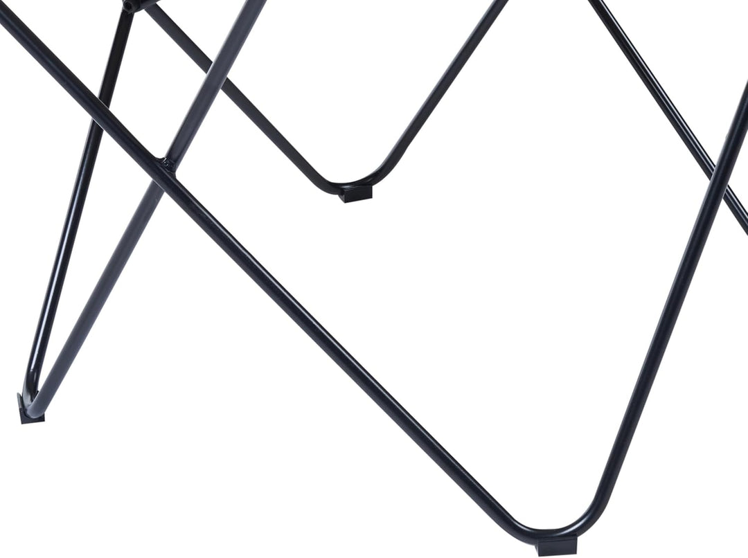 Schmetterlingssessel Samtstoff weiss Haarnadel-Metallgestell schwarz Retro Nybro