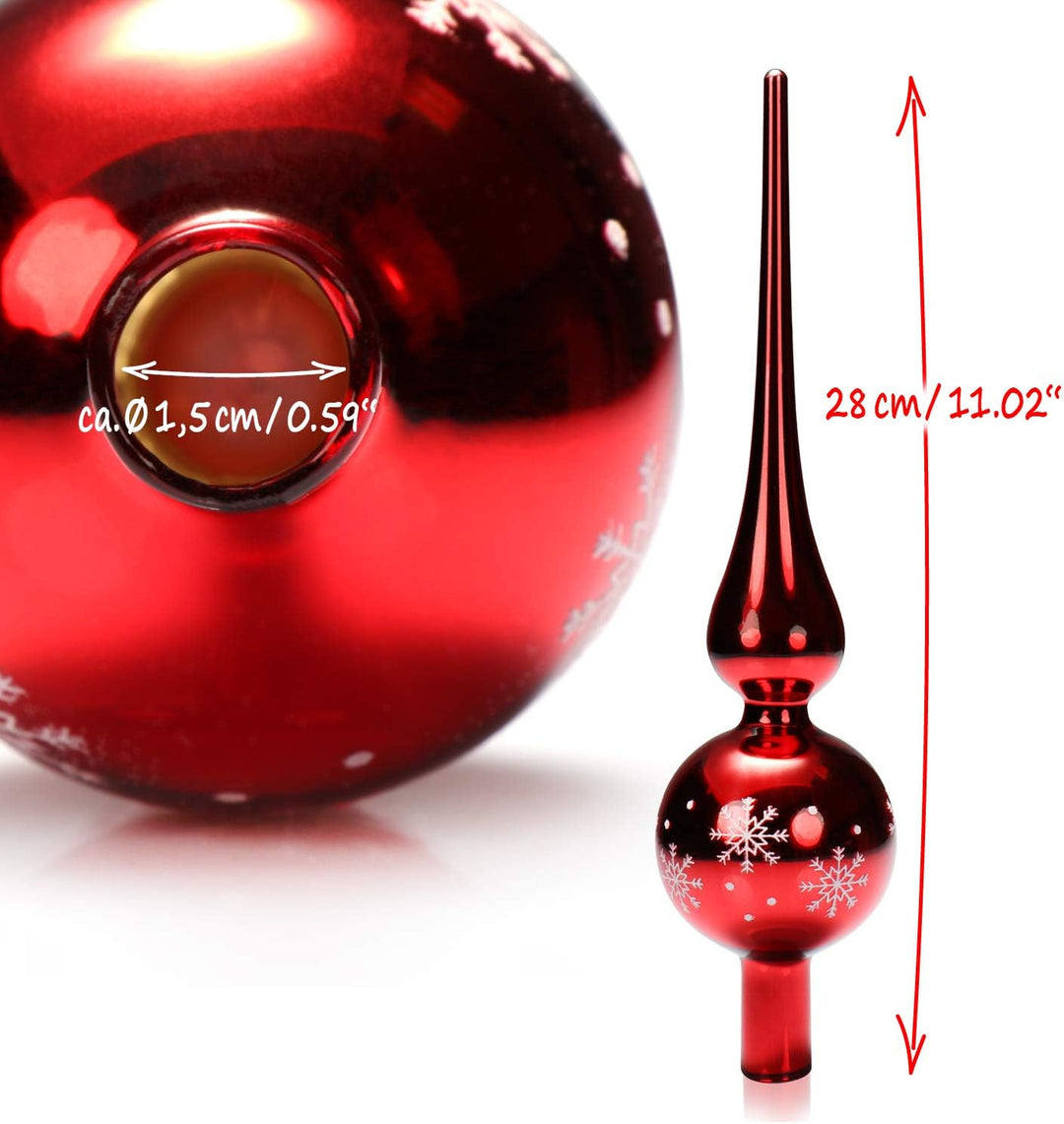 com-four® Weihnachtsbaumspitze glänzend - Christbaumspitze aus echtem Glas für Weihnachten - Tannenb