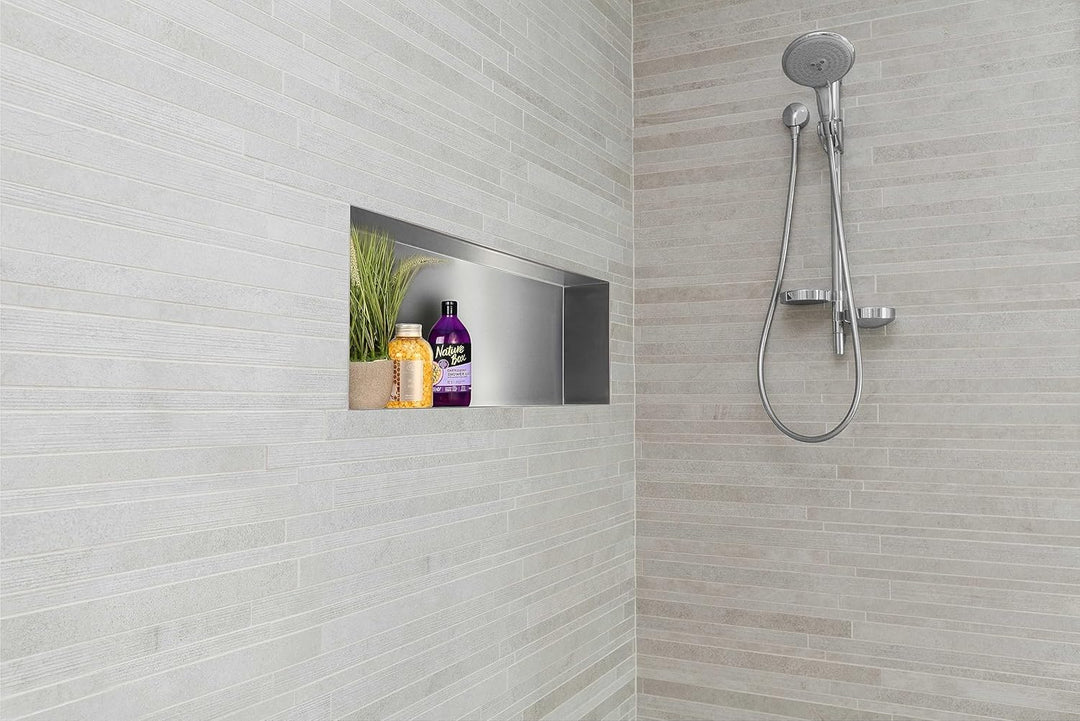 Balneo Wall-Box NO Rim wandnische dusche Edelstahl 90x30x10 cm Duschnische wasserdicht, Flexibler Ni