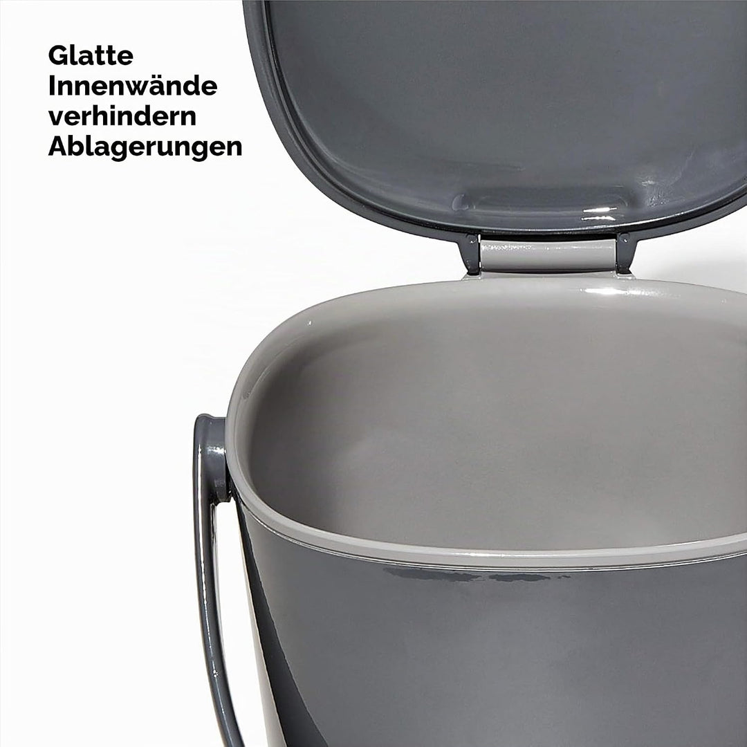 OXO Good Grips Komposteimer grau – geruchsdichter Abfalleimer für die Küche – 2,8 l 2.8L Anthrazit,