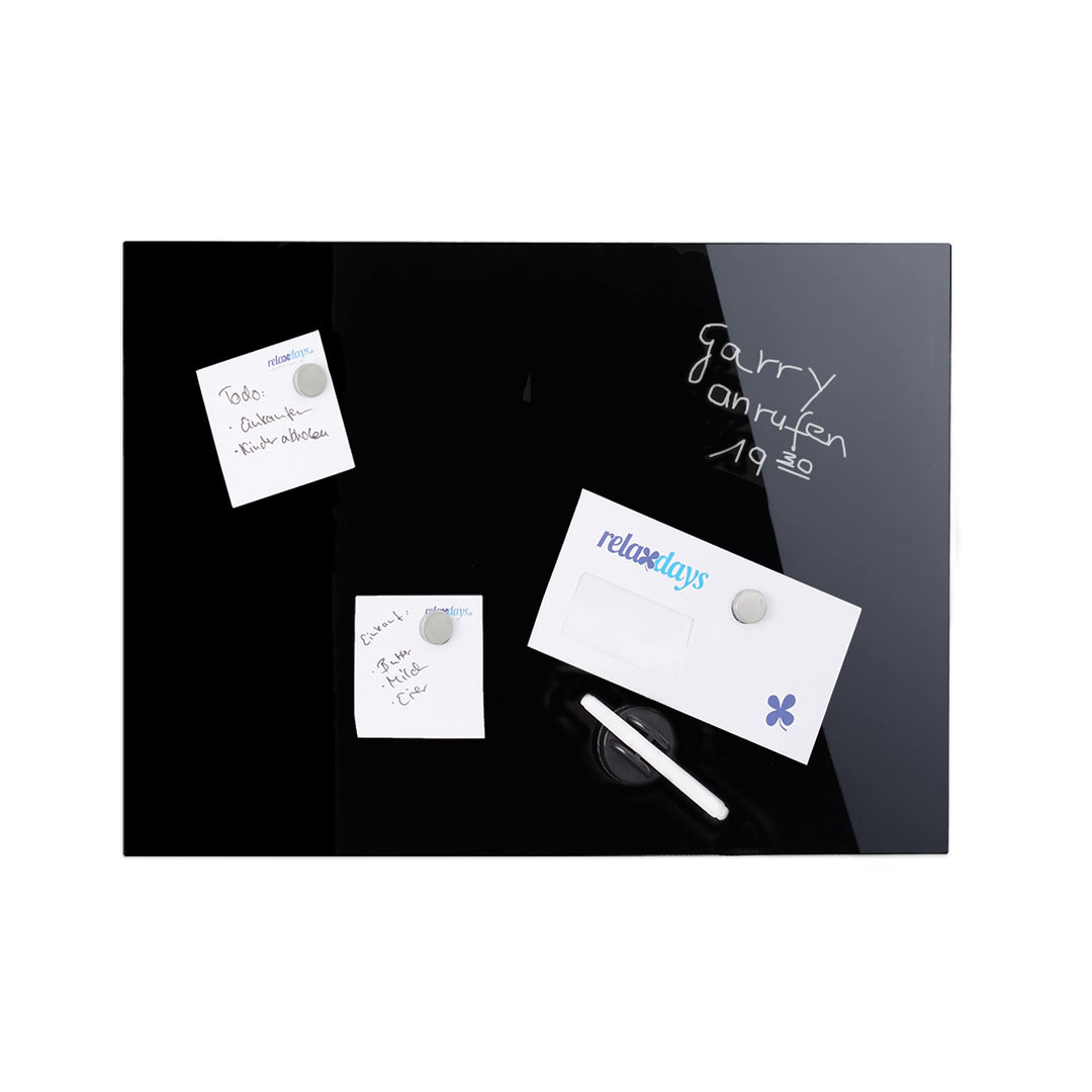Relaxdays Magnettafel beschreibbar, inkl. 3 Magnete & Stift, abwischbar, Rahmenlos, Magnetboard Glas