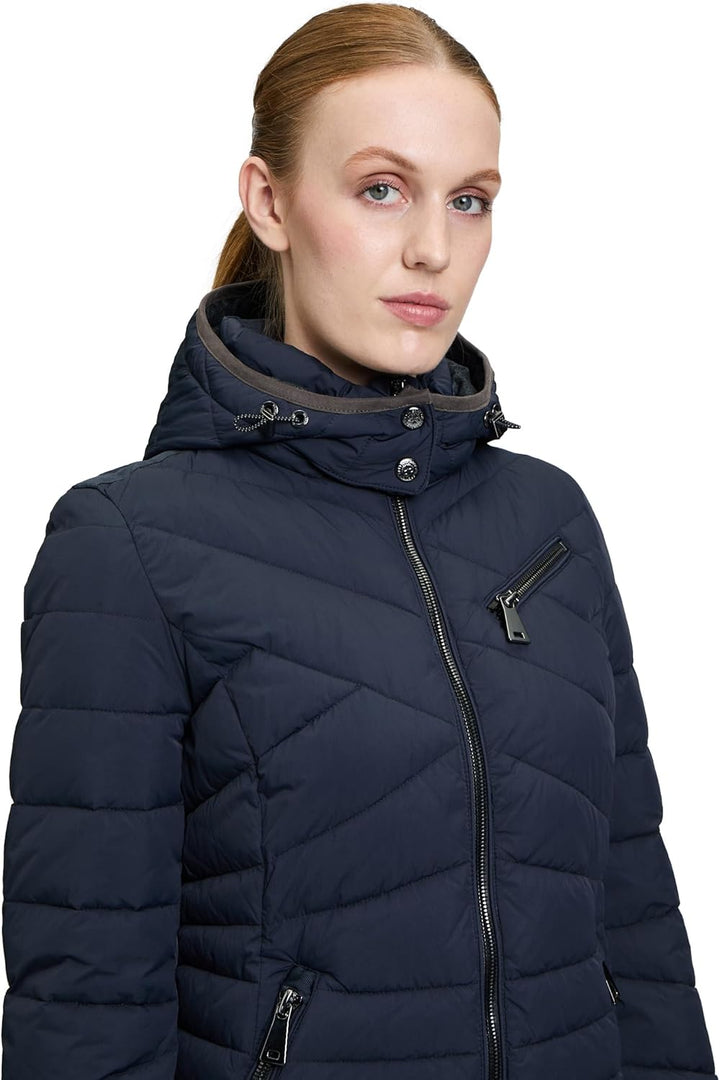 Gil Bret Damen Steppmantel mit Abnehmbarer Kapuze 38 Blau, 38 Blau