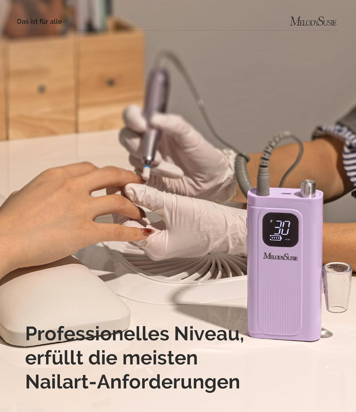 MelodySusie SC300F Professioneller Aufsteckbarer Nagelfräser, Wiederaufladbare Elektrische Nagelfeil