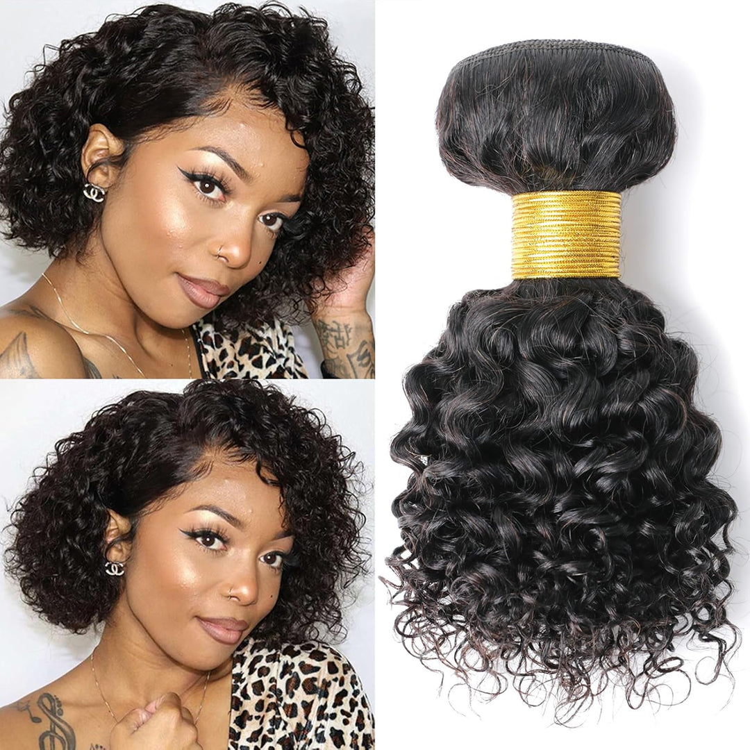 Huarisi 8 Zoll Natürliches Tressen Echthaar Lockiges Haar, 1 Bundle Short Curly Hair 8a, 100g Brazil