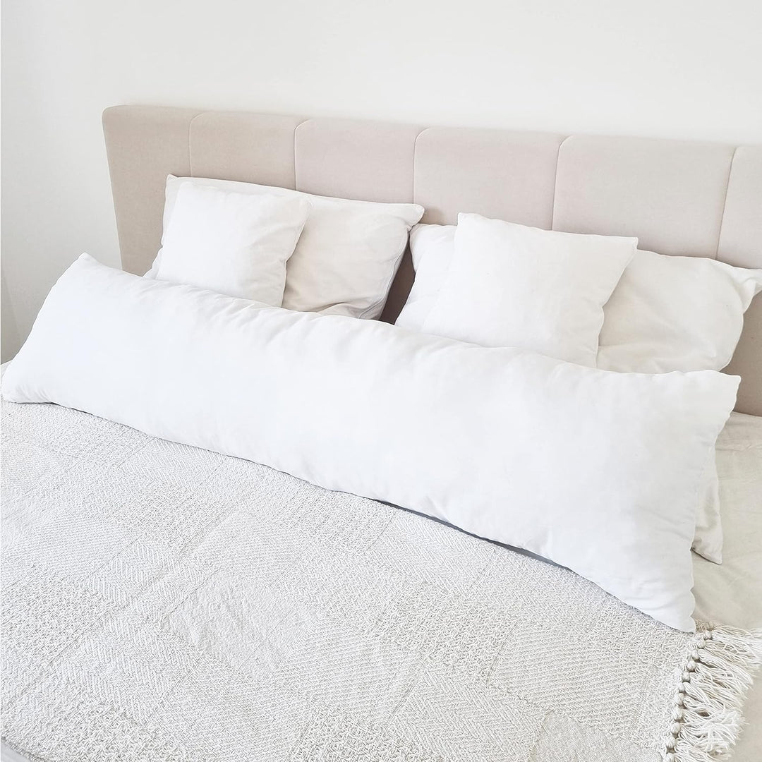 ekm trade Seitenschläferkissen mit abnehmbarem Bezug aus 100% Baumwolle 40 x 145 cm - Kissen für Sei
