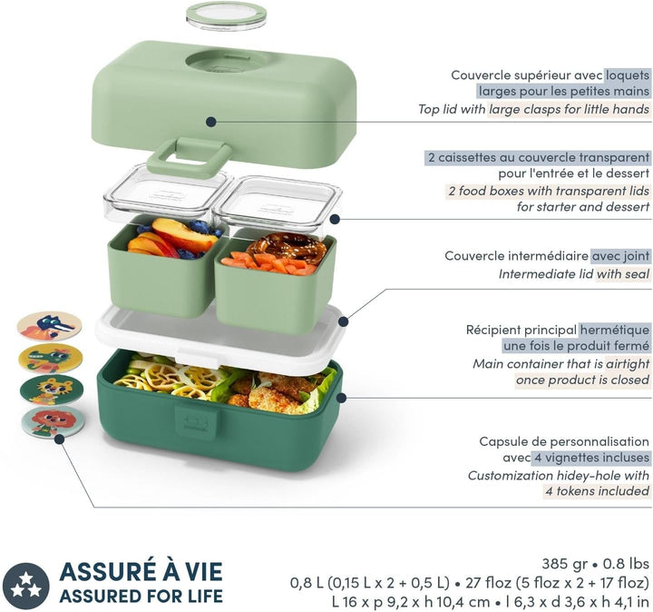 monbento MB Tresor Infinity – Brotdose Kinder 3 Fächer – Lunchbox BPA-frei – Jausenbox Kinder- Ideal