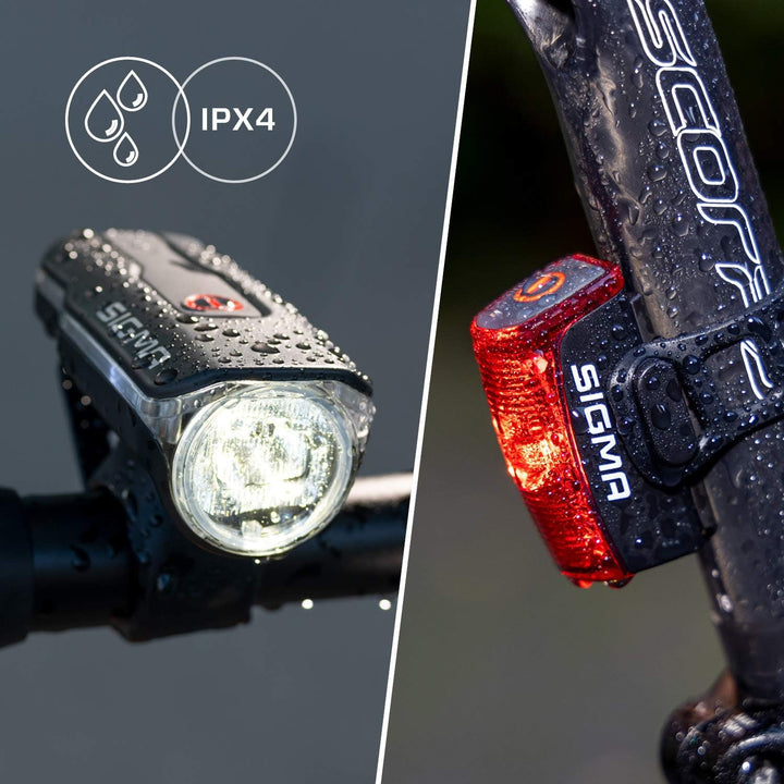 SIGMA LED Fahrradlicht Set AURA 60 und INFINITY | StVZO zugelassenes, akkubetriebenes Vorderlicht un