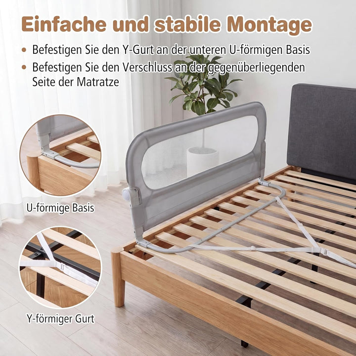 RELAX4LIFE Bettgitter Rausfallschutz, 120 x 60 cm, zusammenklappbares Bettschutzgitter, Kinderbettgi