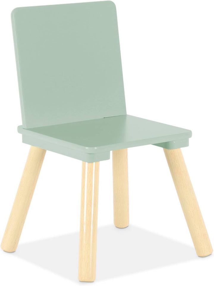 sweeek - Quadratischer Kindertisch mit 2 Stühlen, Beine aus Kiefernholz - Judith Grün, Grün