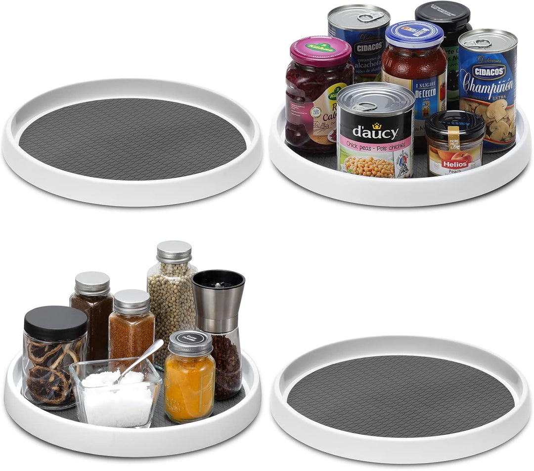 Set mit 4 Stück, 25.4 cm, rutschfest, Lazy Susan Organizer – Drehteller Rack für Schrank, Speisekamm