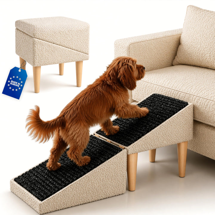 Outentin Hundetreppe Klappbar – rutschfeste Hunderampe & Weiche Haustiertreppe für Kleine & Grosse H