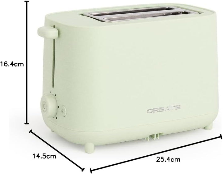 CREATE/TOAST STUDIO/Toaster Pastellgrün / 6 Leistungsstufen, Krümelschublade, Thermostat, Auftauen,
