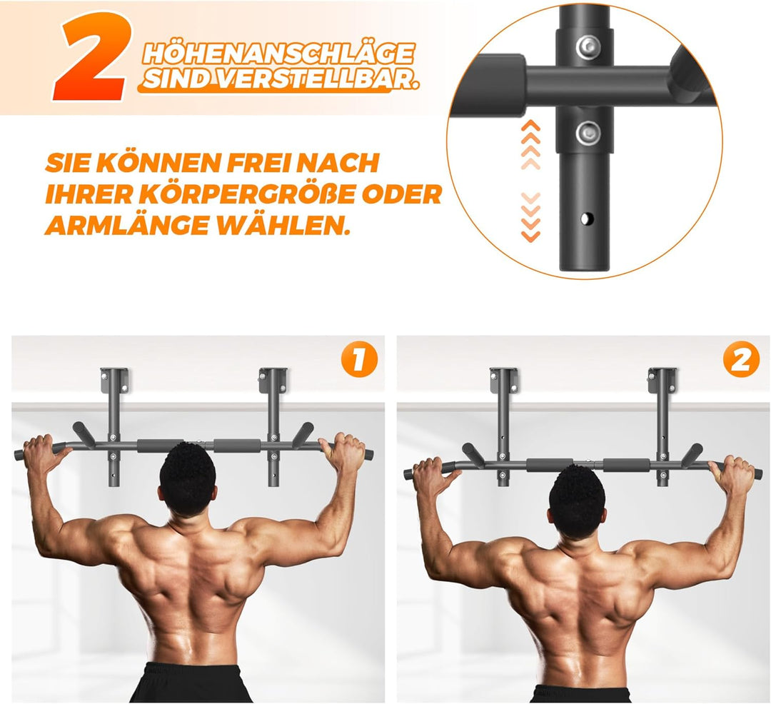 ONETWOFIT Klimmzugstange Wandmontage, Balkenmontage, Deckenmontage 3 in 1, Heavy Duty für Indoor Hom