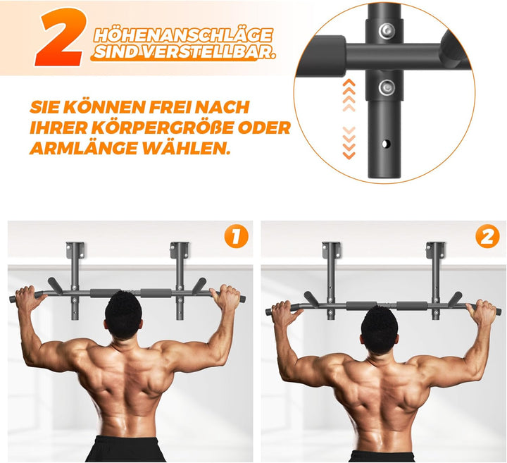 ONETWOFIT Klimmzugstange Wandmontage, Balkenmontage, Deckenmontage 3 in 1, Heavy Duty für Indoor Hom