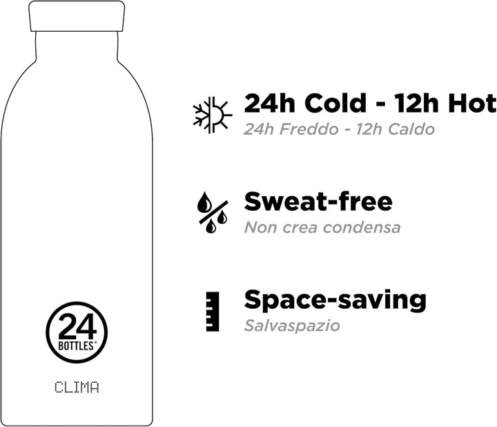 24Bottles Clima Flasche - 330ml/500ml/850ml Thermosflasche mit 100% Versiegeltem Deckel (12 Stunden